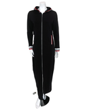 Citrus Red White and Black Hooded Zip Up Cotton Morning Robe
