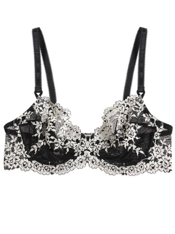 Wacoal 65191 Embrace Lace  Black/Ivory Underwire Bra MYSELFLINGERIE.COM