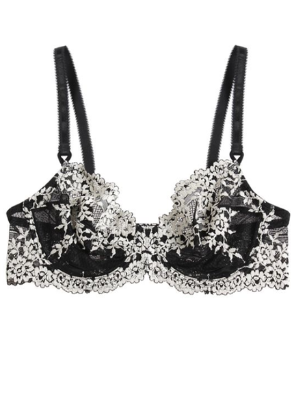 Wacoal 65191 Embrace Lace  Black/Ivory Underwire Bra MYSELFLINGERIE.COM