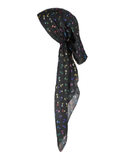 Lizi Headwear Black/Colorful Foil Anchors Pre-Tied Bandanna mysellfingerie.com