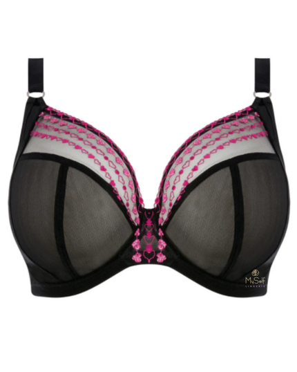 Elomi 8900 Lace Kiss Black Matilda Plunge Underwire Bra MYSELFLINGERIE.COM