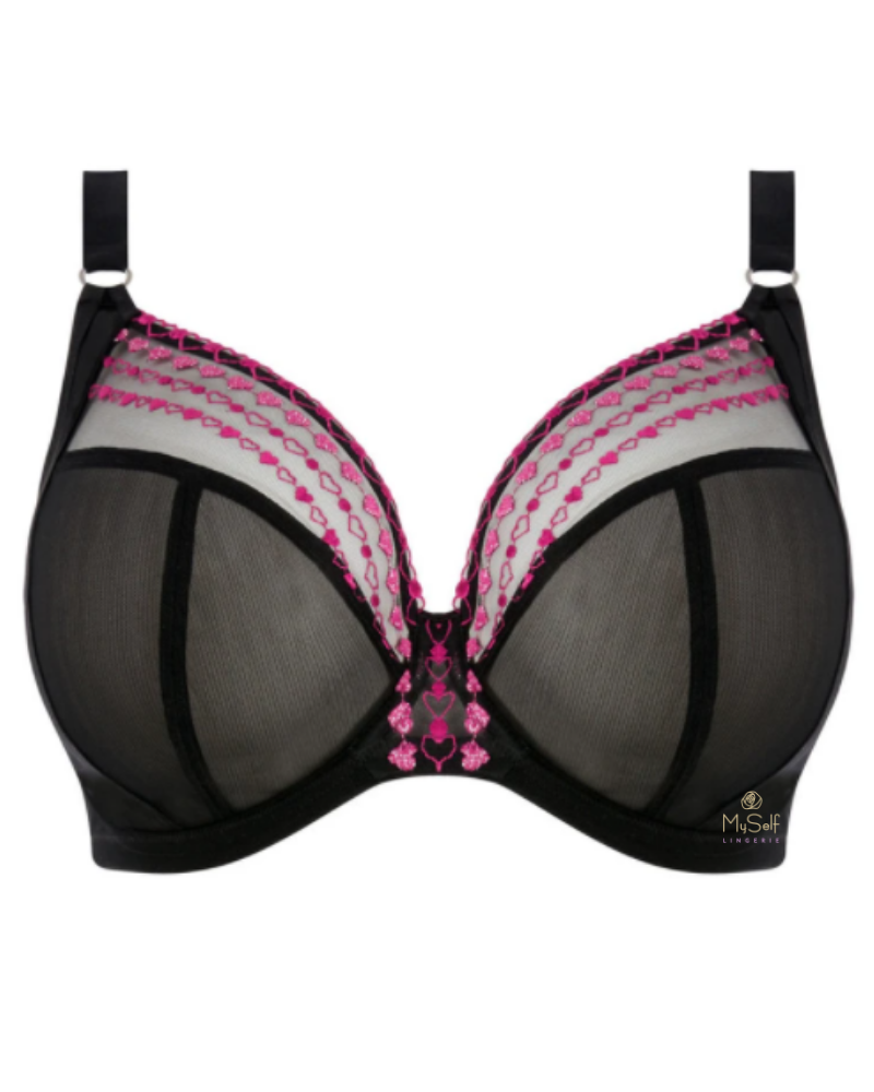 Elomi 8900 Lace Kiss Black Matilda Plunge Underwire Bra MYSELFLINGERIE.COM