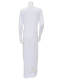 CH6758A White Geometric Shimmer Button Down Cotton Nightgown myselflingerie.com