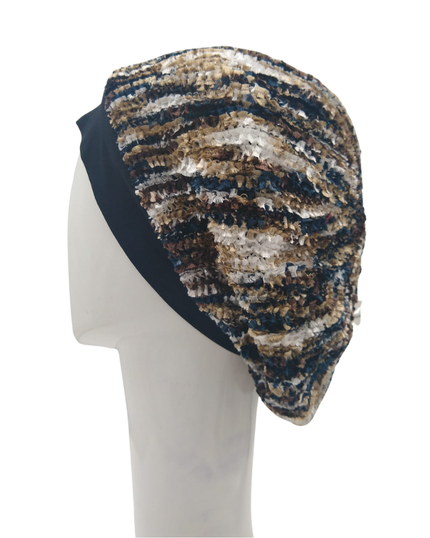 SG SG82-WL-NBO Navy/Brown/Beige Lined Chenille with Band myselflingerie.com