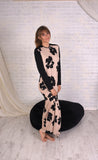 Angelice Black & Beige Print Modal Nightgown