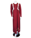 Clara Rossi 06 Burgundy Button Down Lace Trim Modal Nightgown myselflingerie.com
