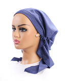 Ahead Shimmered Knit Denim Blue Pre-Tied Bandanna
