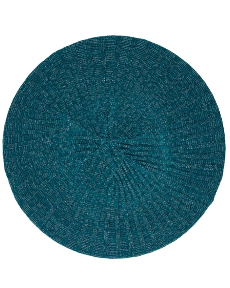 Ribbed Knit Lurex Teal / Silver Lined Chenille
