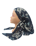 SP245 Black Multi Floral Pre-Tied Open Back Bandanna