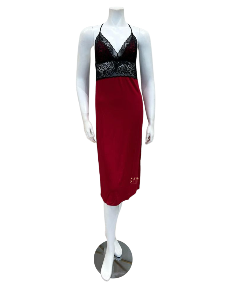 Oh! Zuza 3931 Black Lace Red Pepper Modal Chemise myselflingerie.com