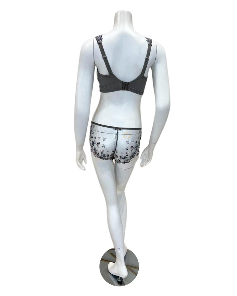 Cosabella ABRIM1321 + 0741 Varanasi Grey Abri Curvy Bralette Set myselflingerie.com