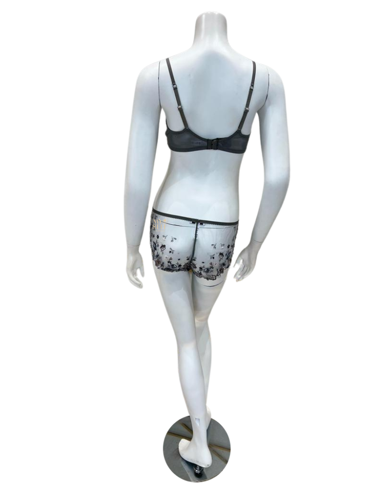Cosabella ABRIM1301 + 0741 Varanasi Grey Abri Bralette & Boyshort Set myselflingerie.com