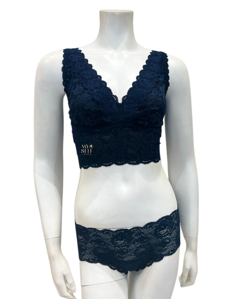 Cosabella NEVER1385 + 07ZL Nocturnal Blue Curvy Bralette & Panty Set myselflingerie.com
