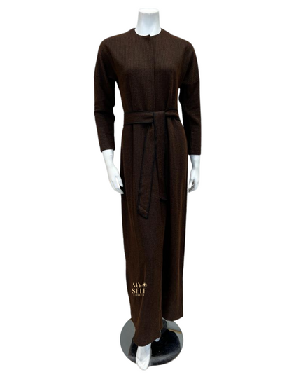 Chicolli FW23MR04 Chocolate/Black Alison Modal Morning Robe myselflingerie.com