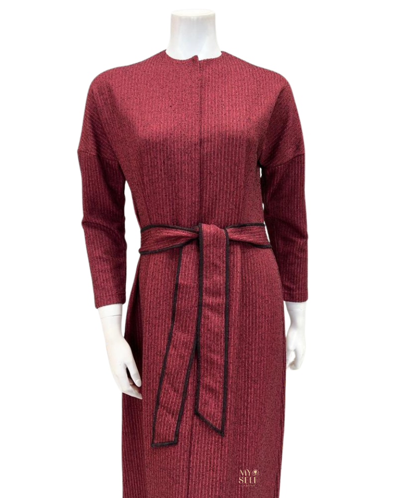 Chicolli FW23MR04 Black/Burgundy Alison Modal Morning Robe myselflingerie.com