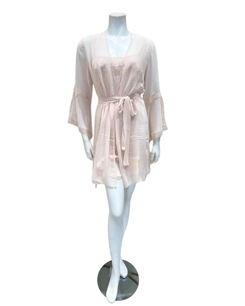 Rya Collection 600 + 601 Blush Anette Lace Chiffon Chemise and Cover Up myselflingerie.com