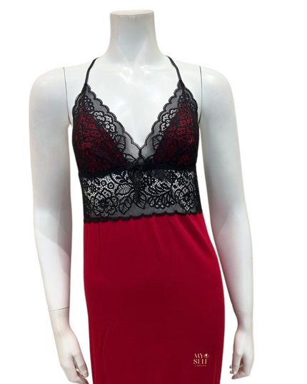 Oh! Zuza 3931 Black Lace Red Pepper Modal Chemise myselflingerie.com