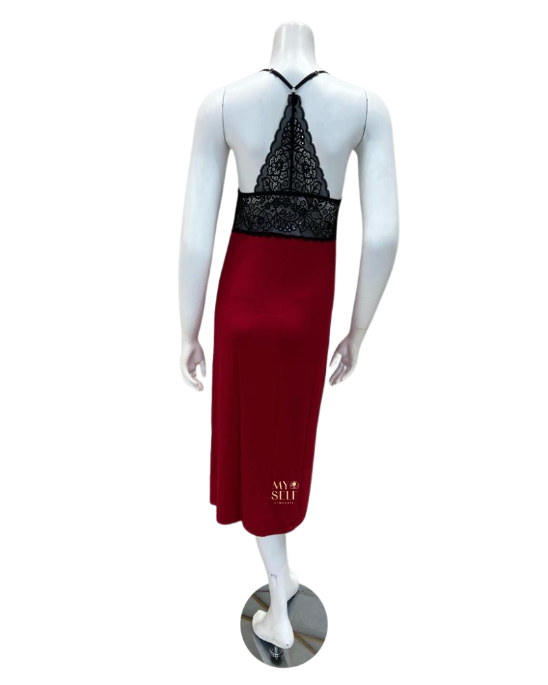 Oh! Zuza 3931 Black Lace Red Pepper Modal Chemise myselflingerie.com