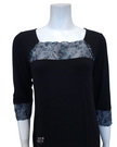 Oh! Zuza 3926 Black Flocked Sheer Lace Modal Nightshirt myselflingerie.com