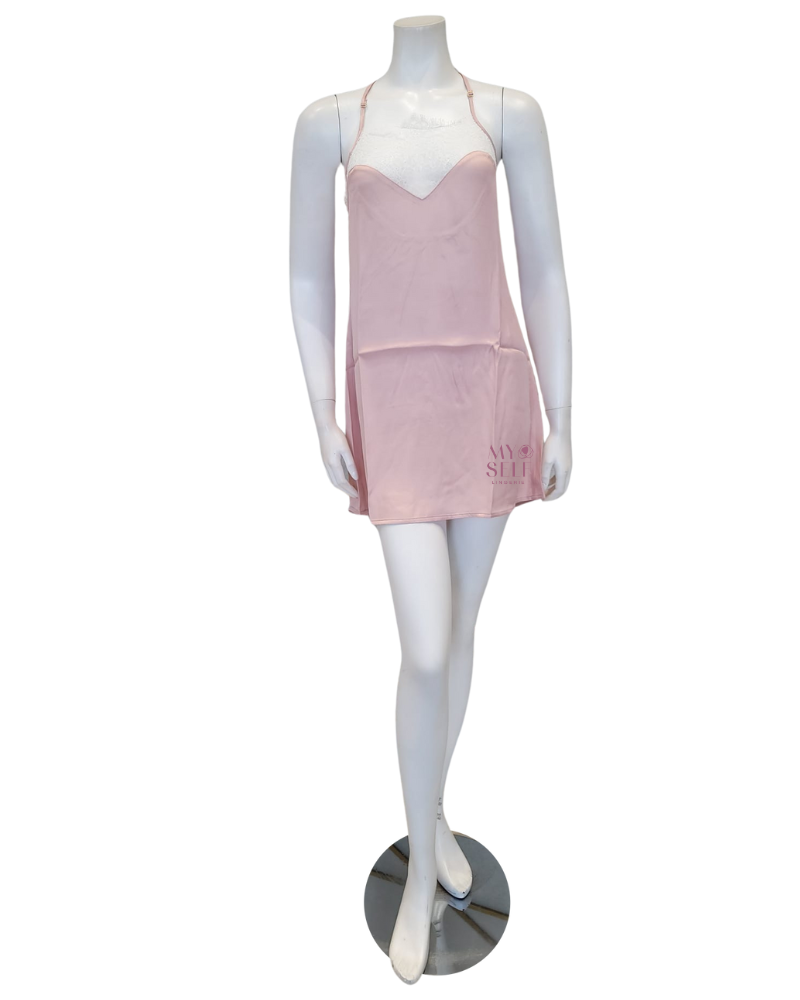 Oh! Zuza 3938 + 3939 Elegant White Lace Pink Chemise & Kimono Set myselflingerie.com