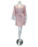 Oh! Zuza 3938 + 3939 Elegant White Lace Pink Chemise & Kimono Set myselflingerie.com