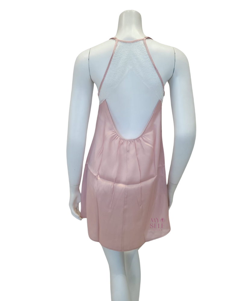 Oh! Zuza 3938 + 3939 Elegant White Lace Pink Chemise & Kimono Set myselflingerie.com