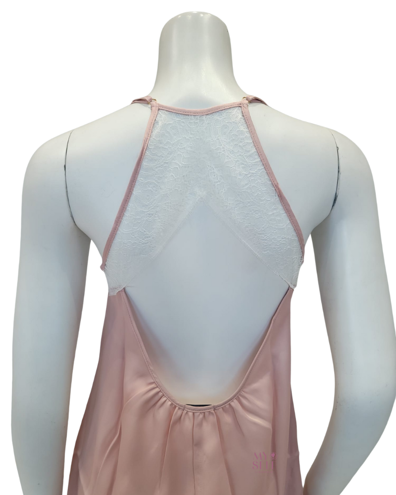 Oh! Zuza 3938 + 3939 Elegant White Lace Pink Chemise & Kimono Set myselflingerie.com