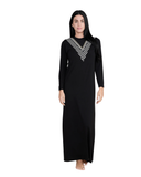 Ellwi V Style Trim Black Cotton Pull On Nightgown