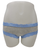 Fleur't 600 Heather Grey/Hampton Blue Iconic Modal Lace Trim Boyshort myselflingerie.com