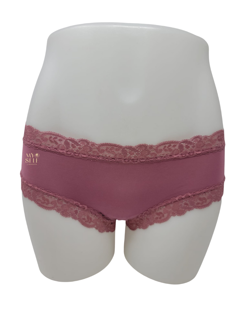 Fleur't 600 Mesa Rose Iconic Modal Lace Trim Boyshort myselflingerie.com