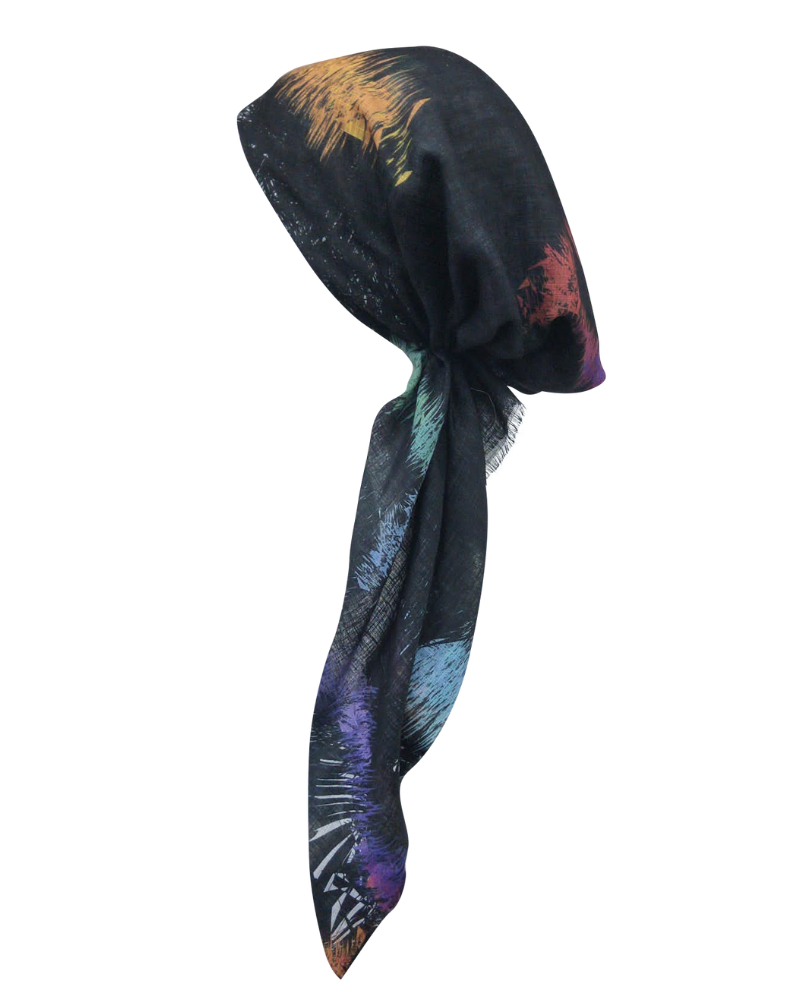 Revaz HS411A Black/Multi Abstract Lines Adjustable Pre-Tied Bandanna with Velvet Grip myselflingerie.com