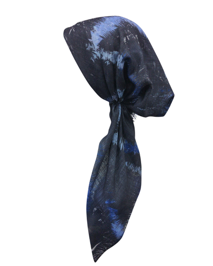 Revaz HS411H Navy/Chambray Abstract Lines Adjustable Pre-Tied Bandanna with Velvet Grip myselflingerie.com