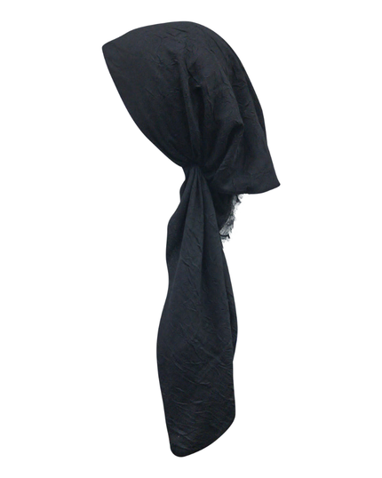 Revaz HS401A Black Crinkle Adjustable Pre-Tied Bandanna with Velvet Grip myselflingerie.com