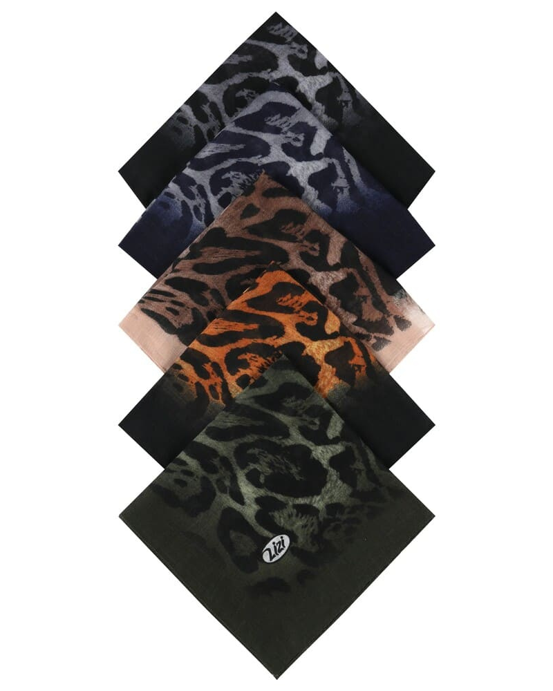 Lizi Headwear ACPNADE Navy/Denim Cheetah Pre-Tied Bandanna with Full Grip myselflingerie.com