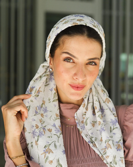 Lizi Headwear SQTUWH White Tulip Print Square Scarf myselflingerie.com