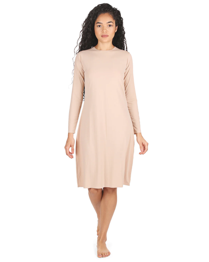 Me Moi CSP503-42 Nude Bonded Long Sleeve Shell Dress 42