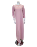 Iora Lingerie 23122AC Pink Lace Detail Button Down 100% Organic Cotton Nightgown myselflingerie.com