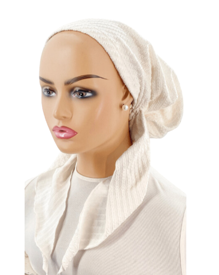 Ahead P2065-23 White Ripples & Stripes Unlined Pre-Tied Bandanna myselflingerie.com