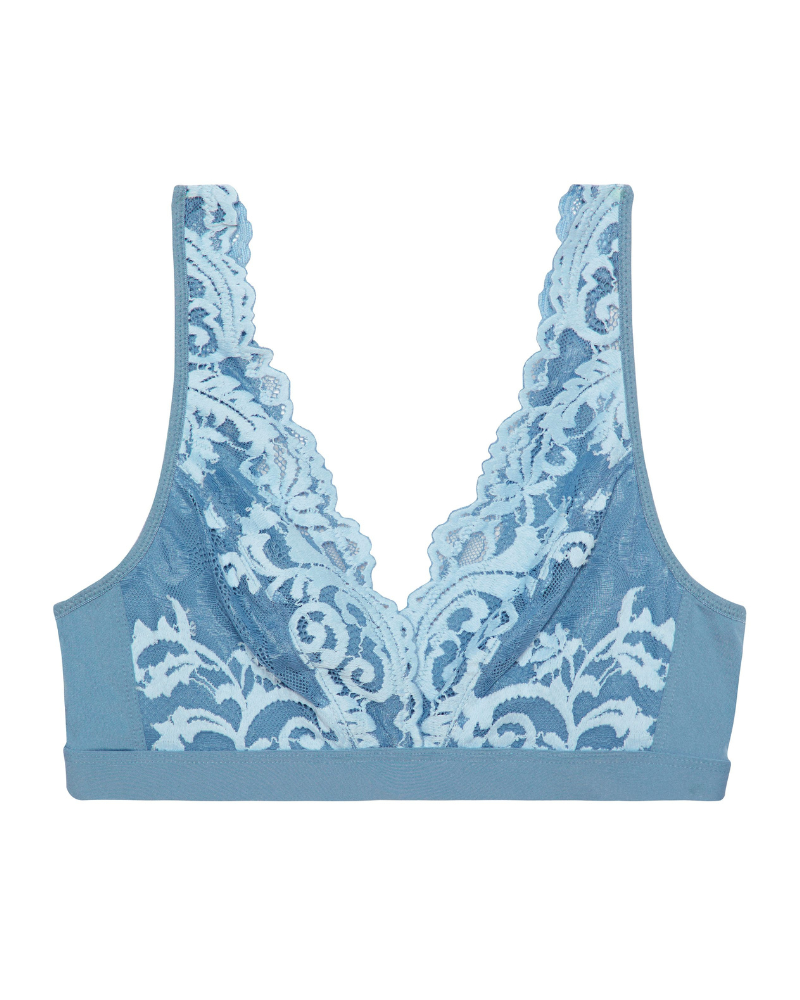 Wacoal 810322 Provincial Blue/Angel Falls Instant Icon Lace Wire Free  Bralette –