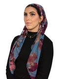 Tie Ur Knot Denim Floral Splatter Adjustable Pre-Tied Bandanna with Full Grip myselflingerie.com