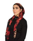 Tie Ur Knot Black Floral Splatter Adjustable Pre-Tied Bandanna with Full Grip myselflingerie.com