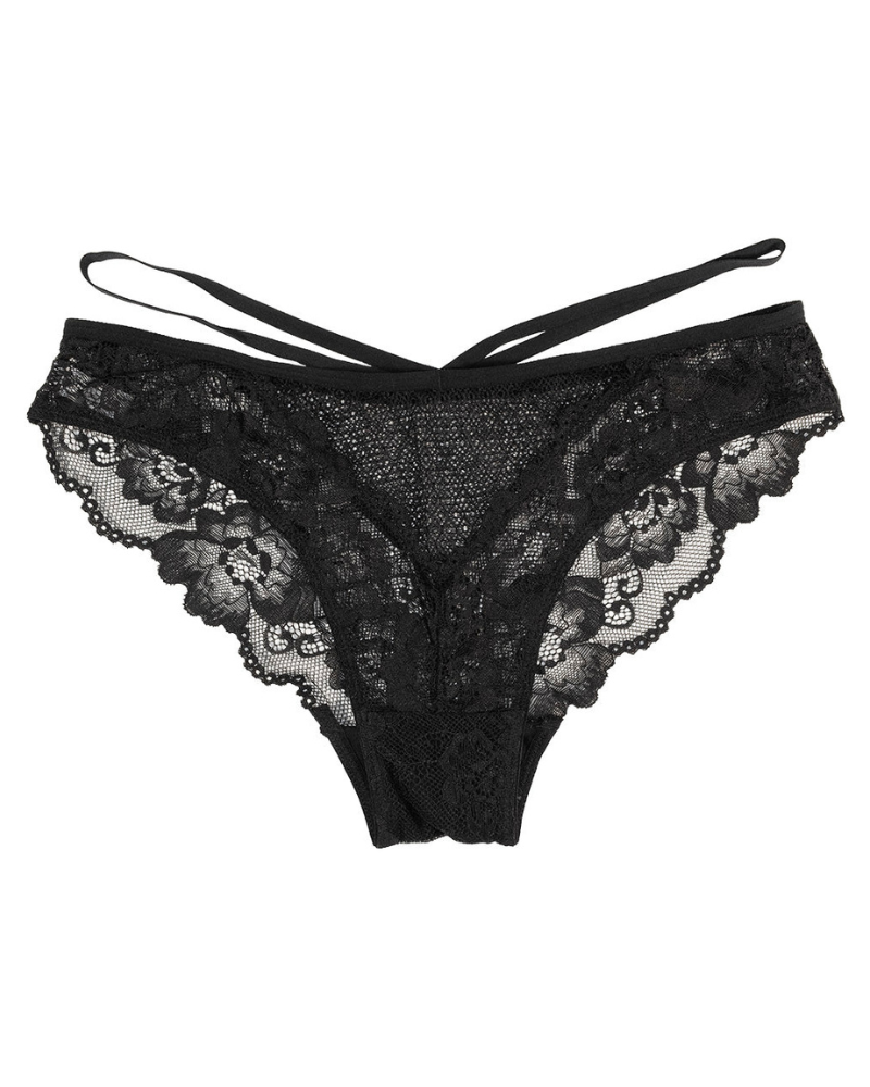 Love Libby 8114 Black Lace & Novelty Mesh Cheeky Bikini myselflingerie.com