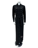 Nico Italy AH919 Studded Black Ribbed Modal Snap Front Morning Wrap Robe  myselflingerie.com