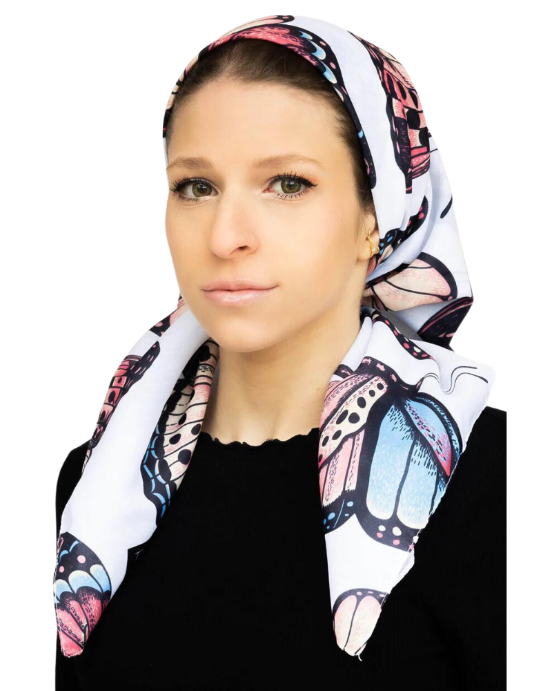 Tie Ur Knot Colorful Butterfly Print Square Scarf myselflingerie.com