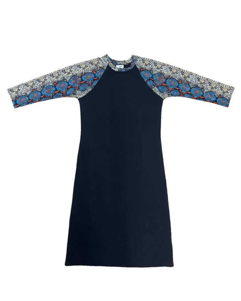 Undercover Waterwear S23-LD-TS Turquoise Snakeskin Sleeve Swim Dress myselflingerie.com