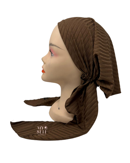 Cherie HRBBW Brown Ribbed Supersoft Pre-Tied Bandanna myselflingerie.com