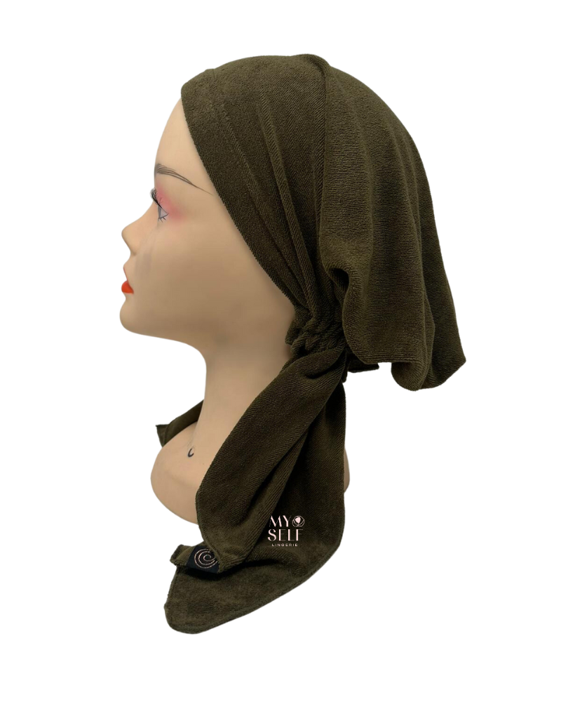 Cherie HTOL Olive Terry Pre-Tied Bandanna myselflingerie.com