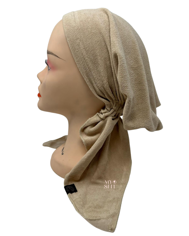 Cherie HTBG Beige Terry Pre-Tied Bandanna myselflingerie.com
