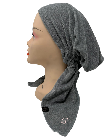 Cherie HTGY Heather Grey Terry Pre-Tied Bandanna myselflingerie.com