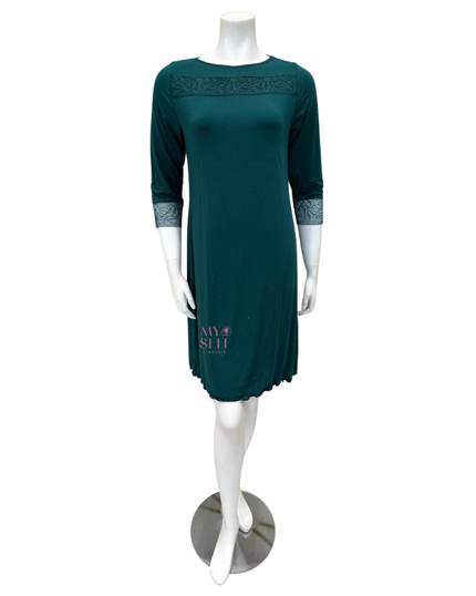 Oh! Zuza M4036 Lace Accent Deep Green Modal Nightshirt myselflingerie.com